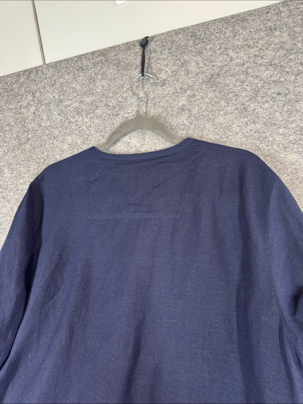 Liz Claiborne Navy Linen Blend Button Front  Top XL Minimalist Career Lagenlook - Picture 8 of 11